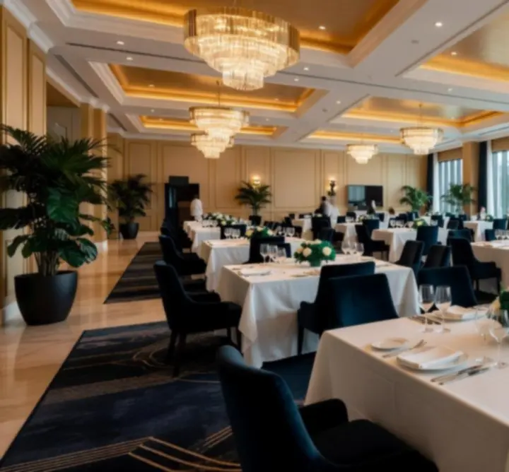 Luksuzno uređena konferencijska dvorana u Casine Luxe resortu pripremljena za događanje