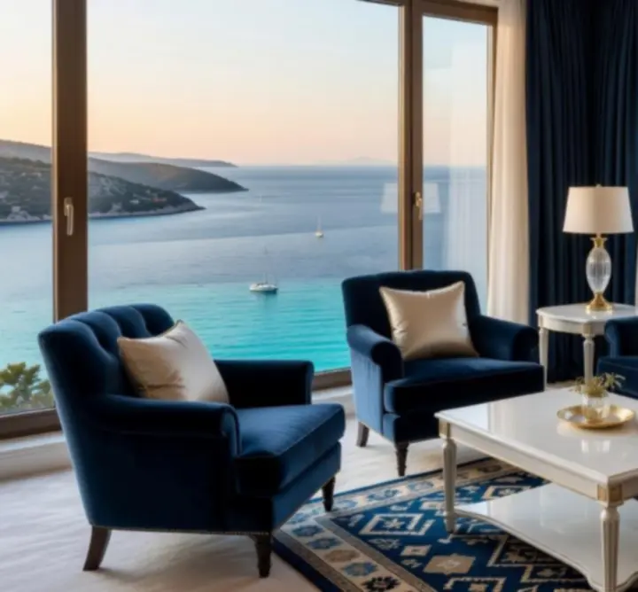 Panoramski pogled iz luksuzne sobe Casine Luxe resorta na Jadransko more.