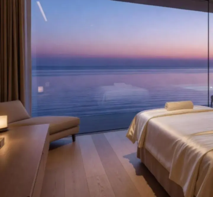 Privatna spa soba s panoramskim pogledom na more i luksuznim interijerom u Casine Luxe resortu.