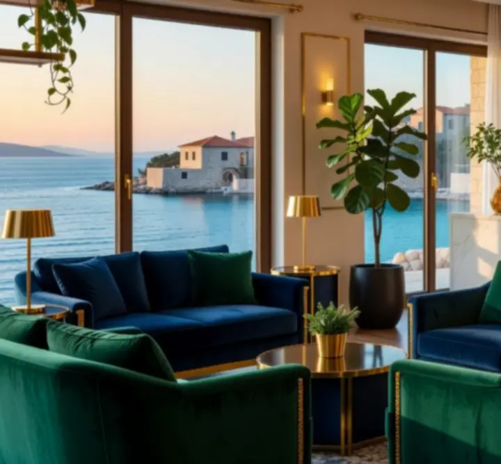 Elegantni wellness lounge i juice bar s udobnim ležaljkama i ambijentalnim osvjetljenjem.